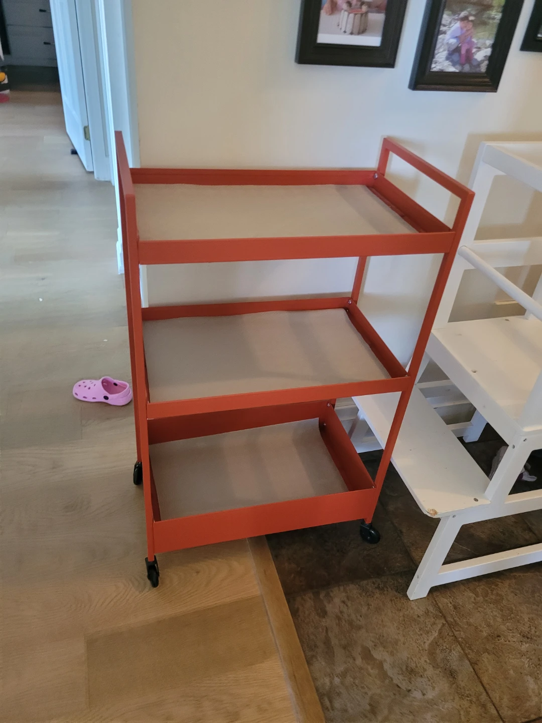 Orange 3-Tier Rolling Cart
