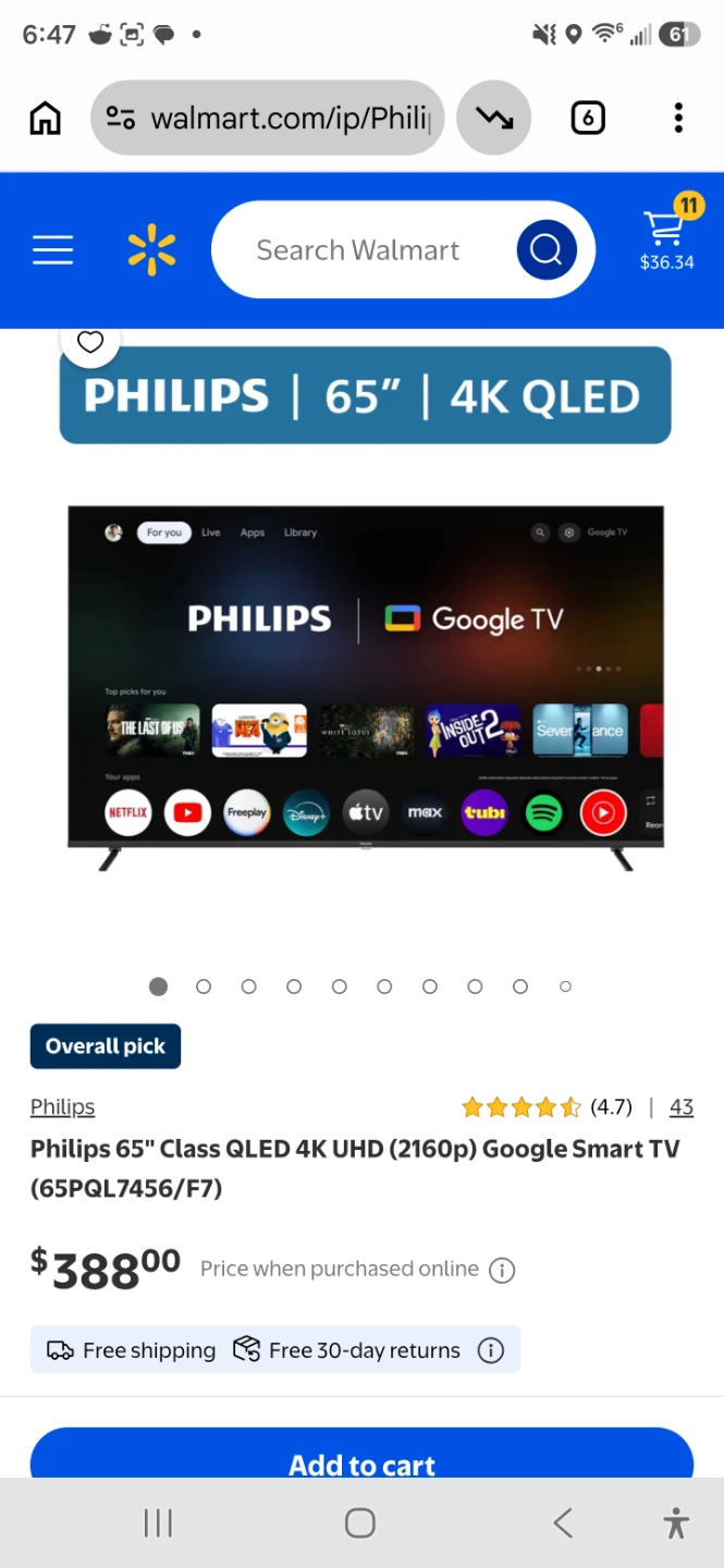Philips 65" 4K QLED Google Smart TV - photo 2