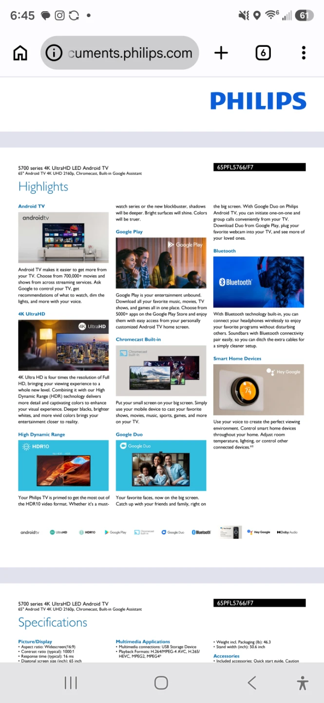 Philips 65" 4K QLED Google Smart TV - photo 5