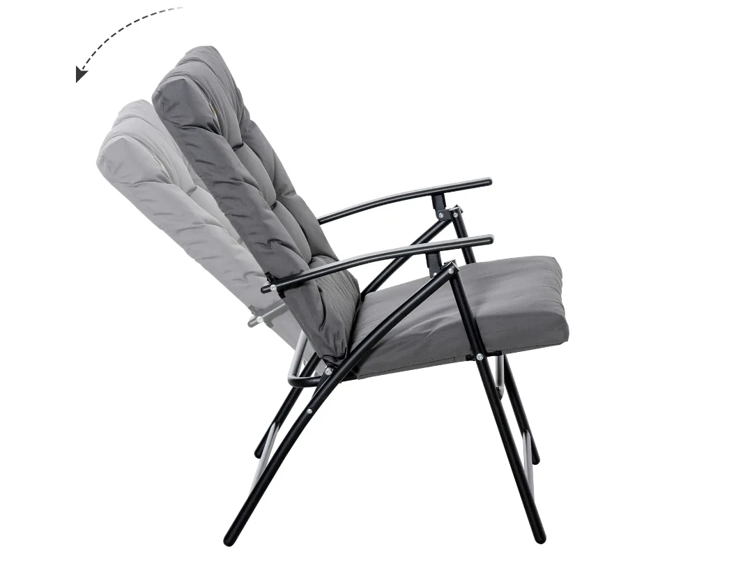 Outsunny Grey Padded Folding Chair - photo 3