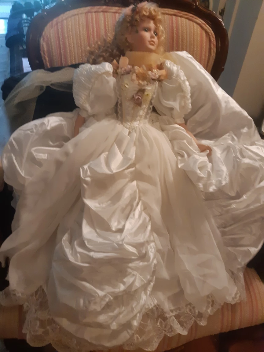 Large Porcelain Doll in Wedding Gown