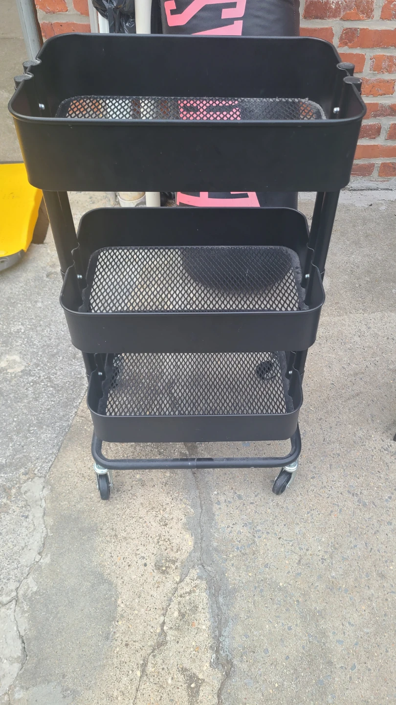 Black 3-Tier Rolling Utility Cart - photo 2