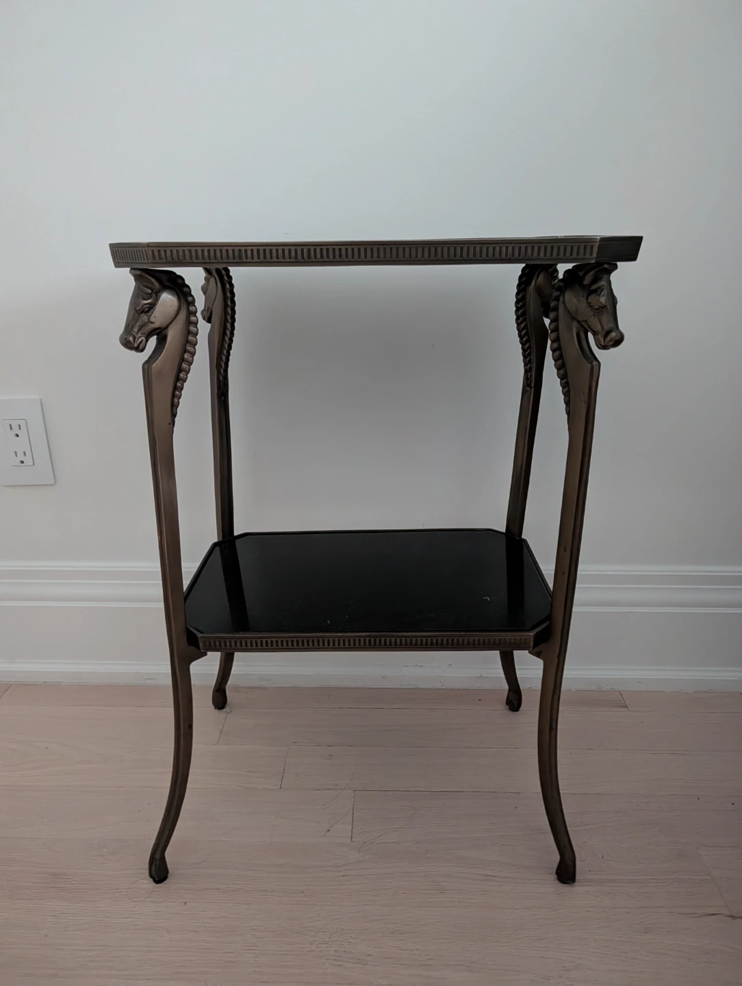 Antique Side Table with Horse Head Accents