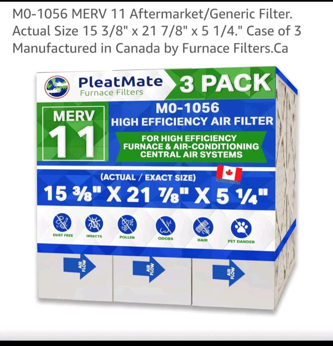 PleatMate M0-1056 MERV 11 Furnace Filter - 3 Pack