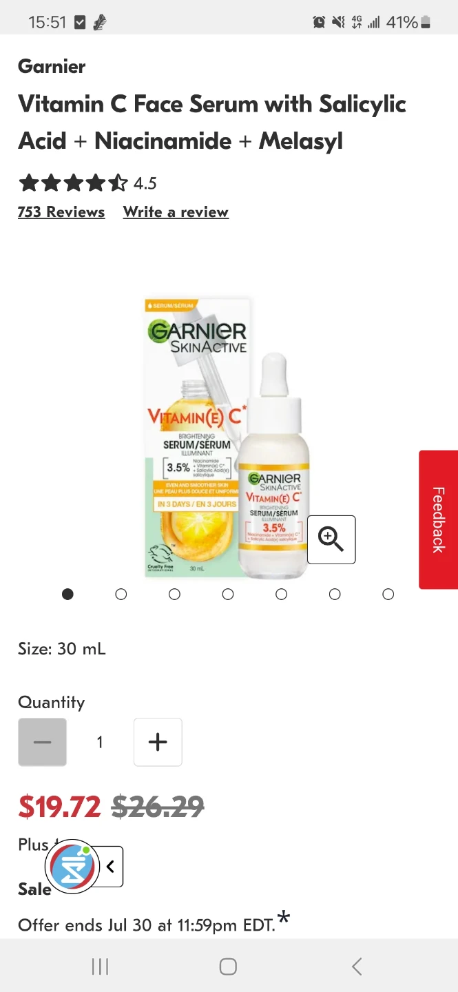 Garnier Vitamin C, Niacinamide, Salicylic Acid Face Serums (New)