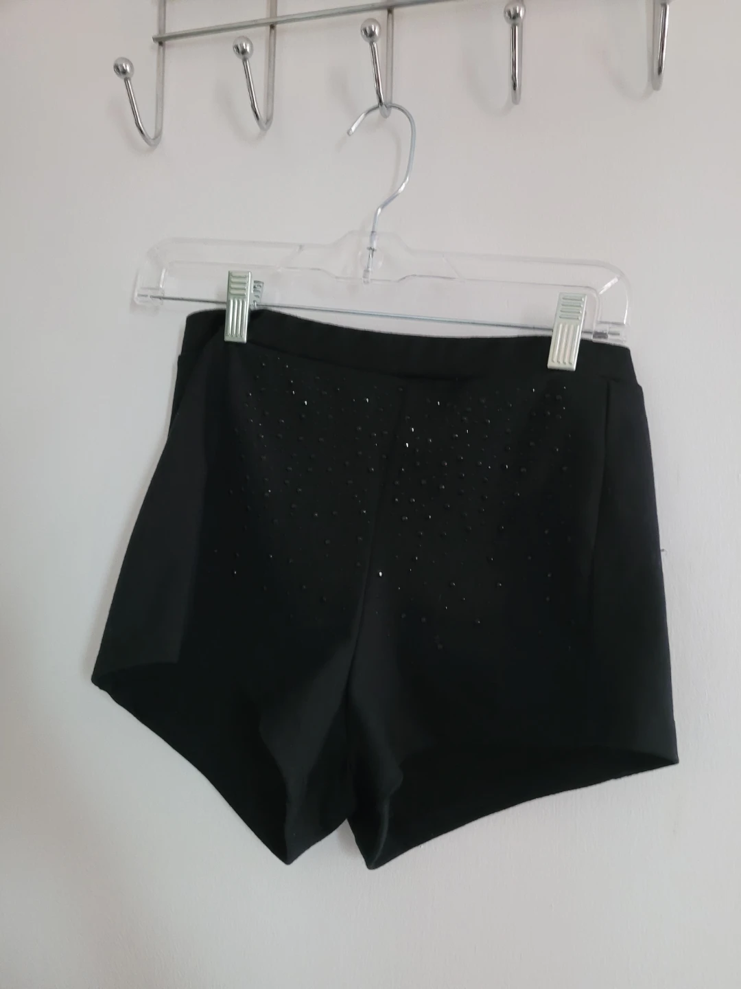 Black Embellished Shorts with Zipper