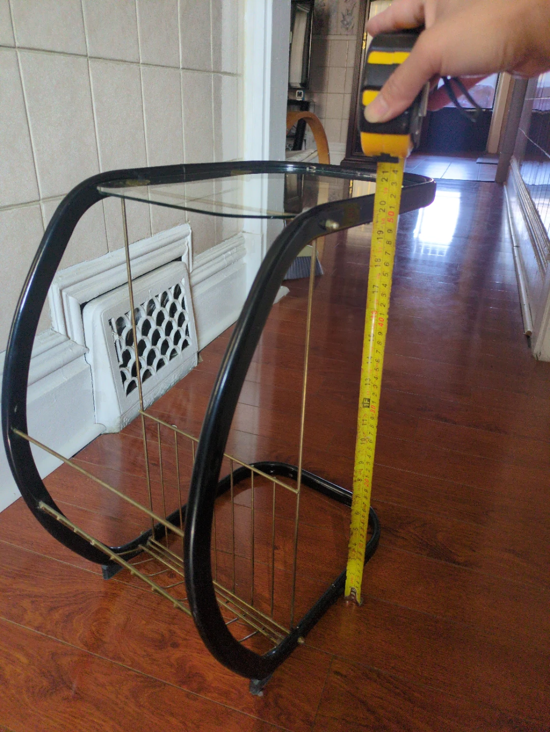 Black and Brass Side Table with Magazine Rack