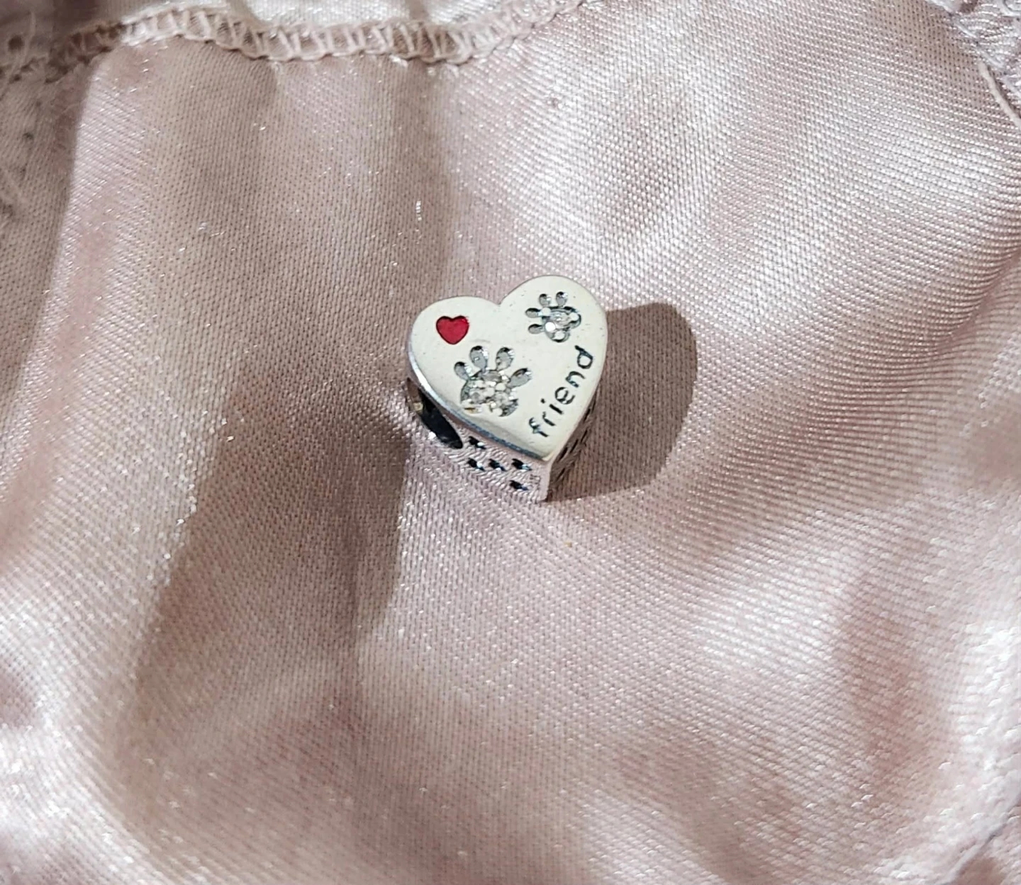 Heart Charm with Paw Prints and "friend" Text - photo 2