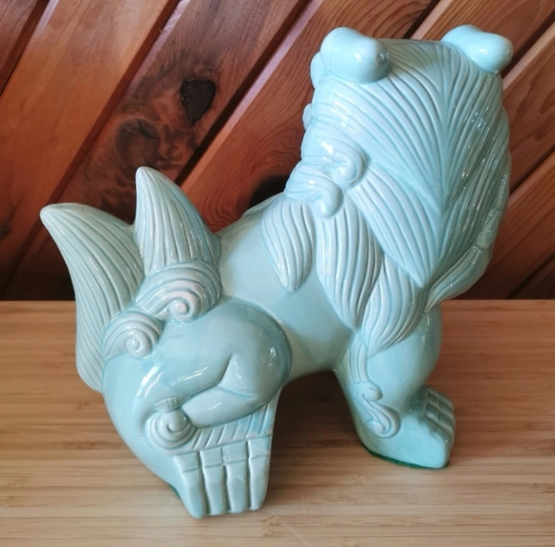 Vintage Large Ceramic Foo Dog Imperial Guardian Lion 9" Figurine - photo 3