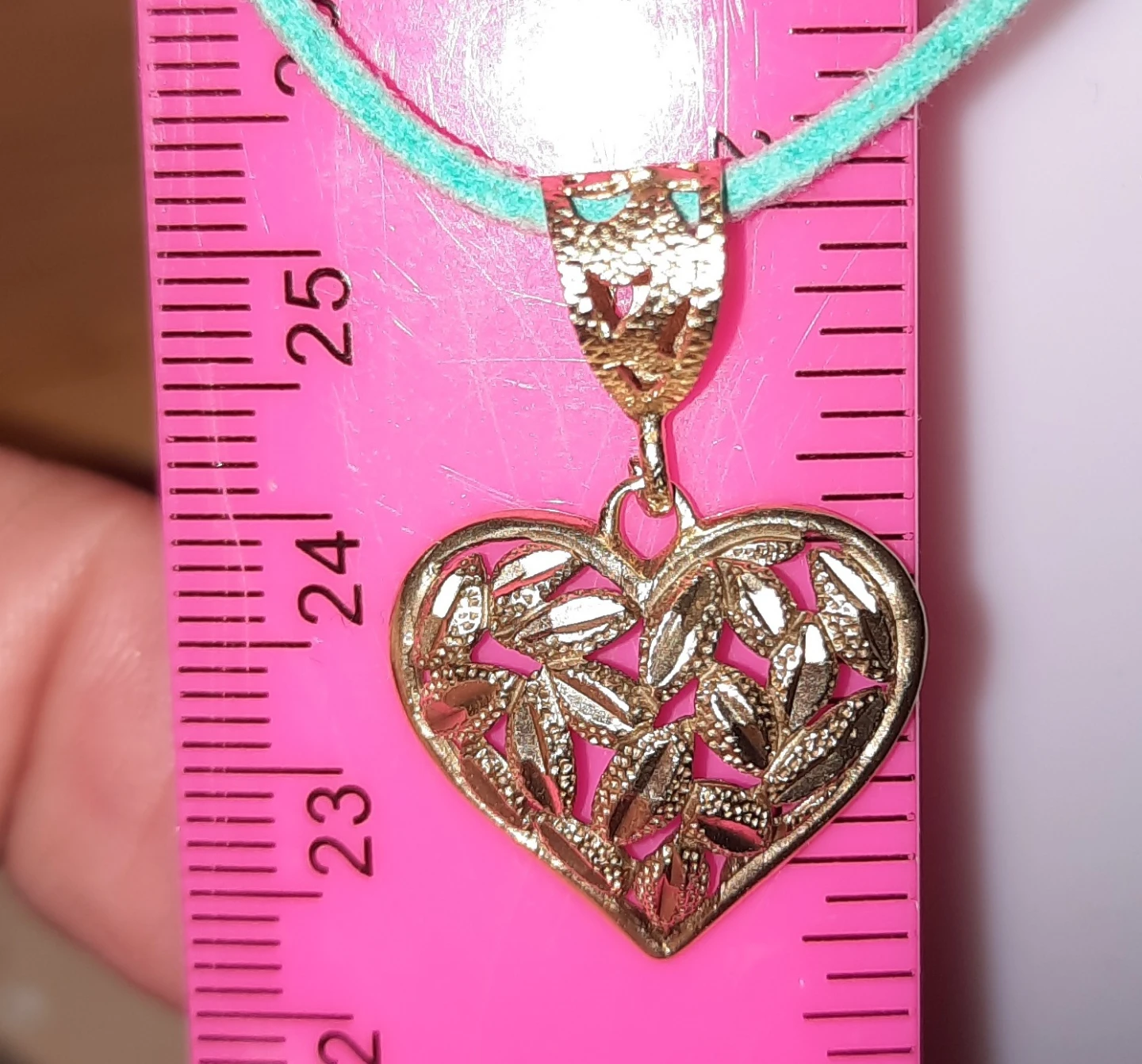 Genuine Solid 10K Gold Diamond Cut Heart Pendant Charm - photo 2