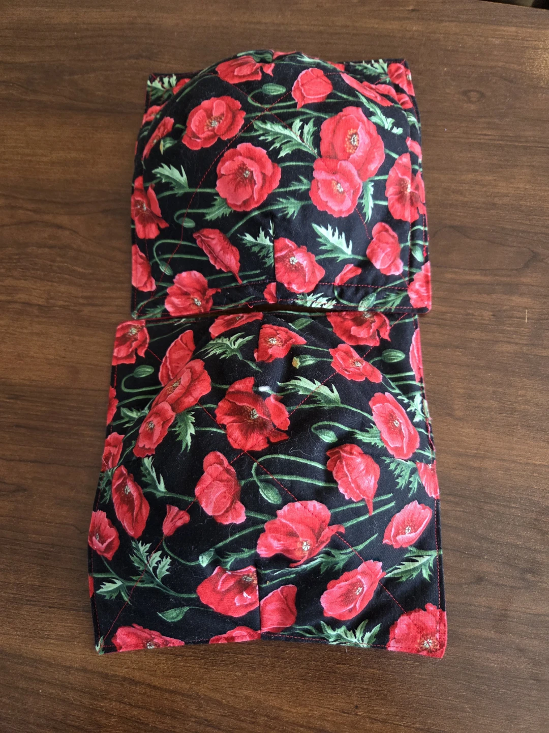 Set of 2 Microwave Bowl Holders - Red & Poppy Print