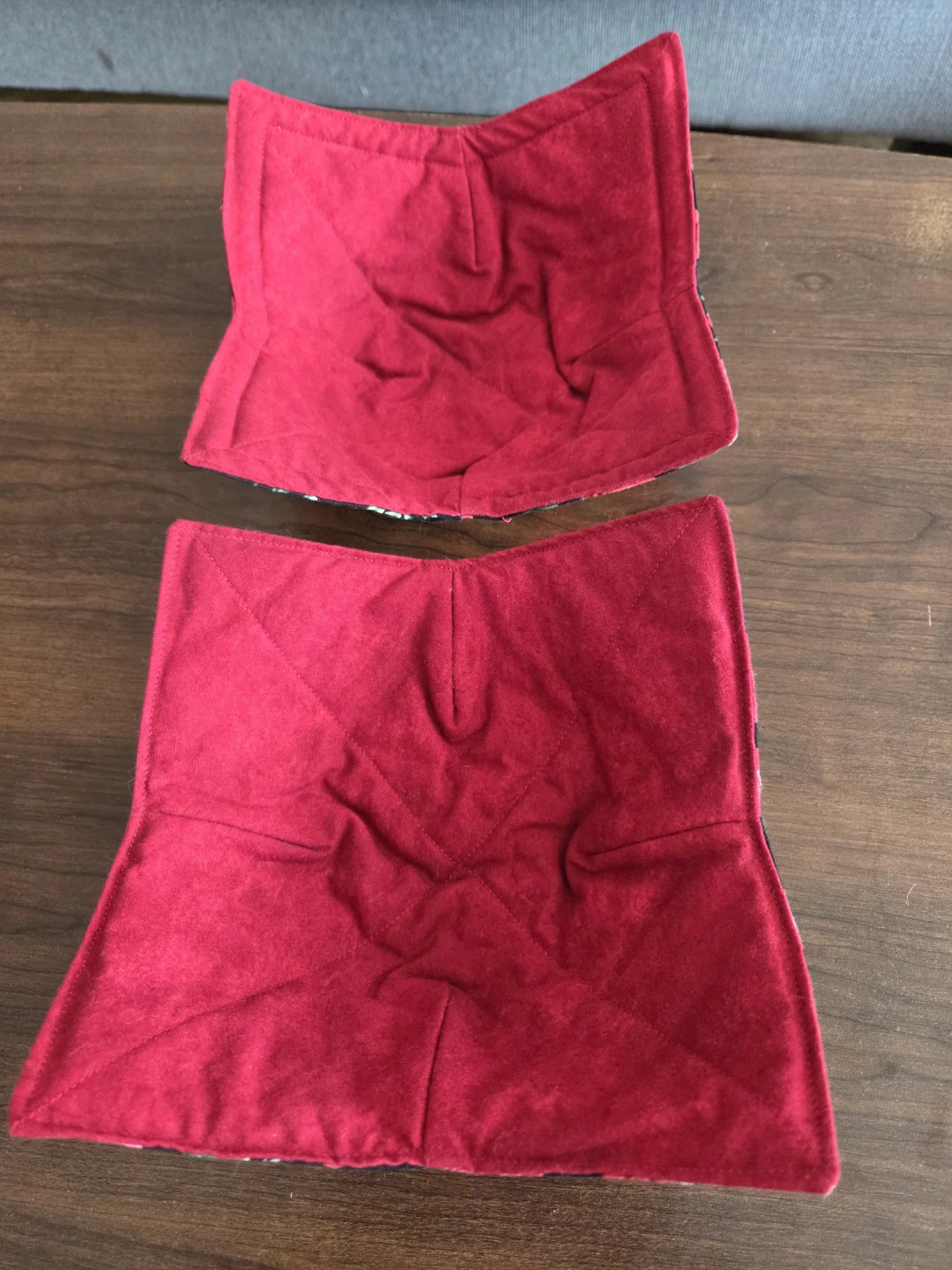 Set of 2 Microwave Bowl Holders - Red & Poppy Print - photo 2