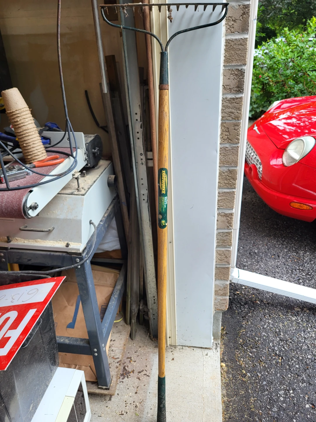 Garden Grade Rake Tool with Wooden Handle
