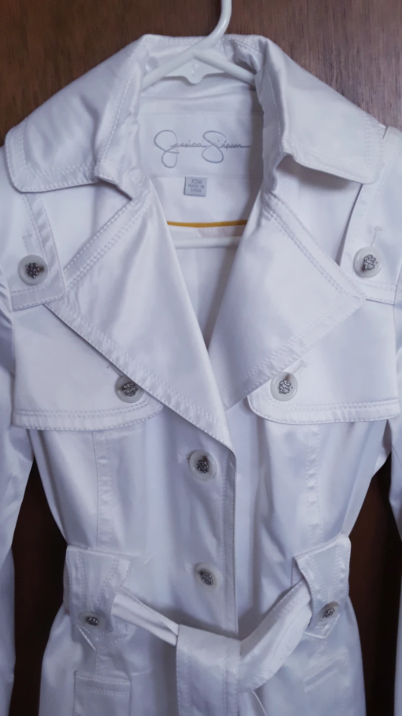 Jessica Simpson White Trench Coat XS - photo 2