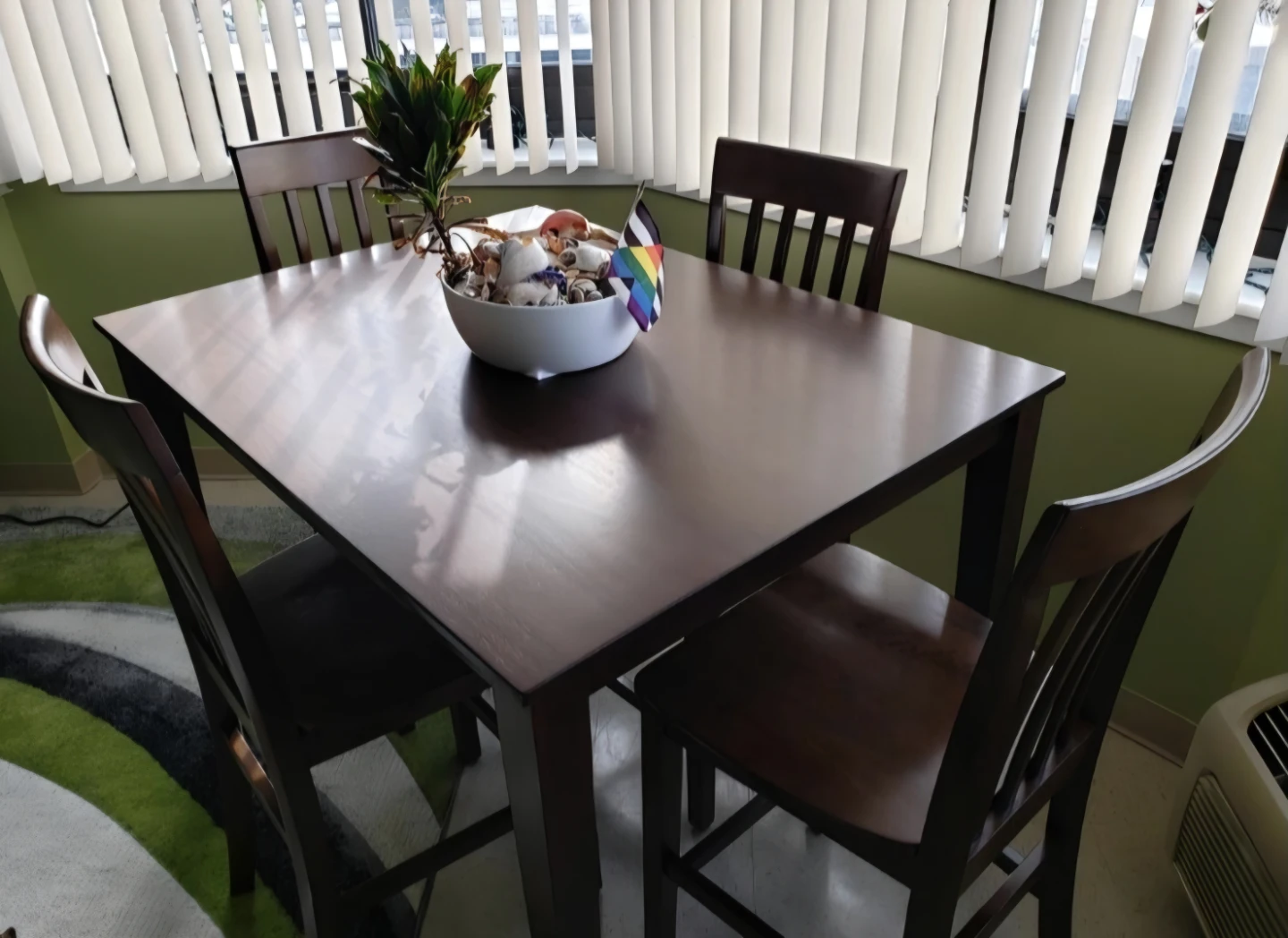 Raymour & Flanigan 5-Pc Counter Height Dining Set (Cherry Wood) - photo 2