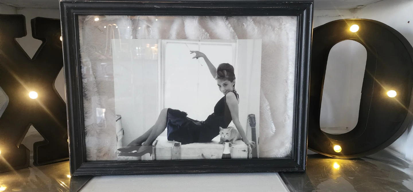 Framed Black and White Audrey Hepburn Print