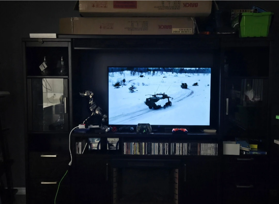 Dark Wood Entertainment Unit with Fireplace - photo 2