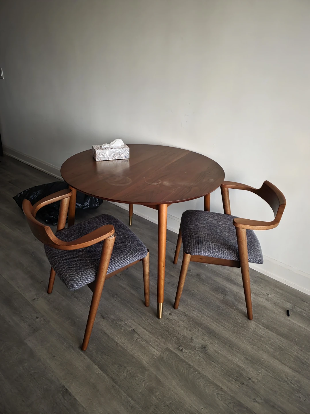 Round Wooden Dining Table with 2 Chairs