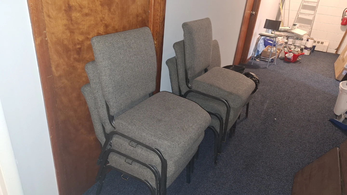 Stackable Gray Fabric Chairs (Set of 7)