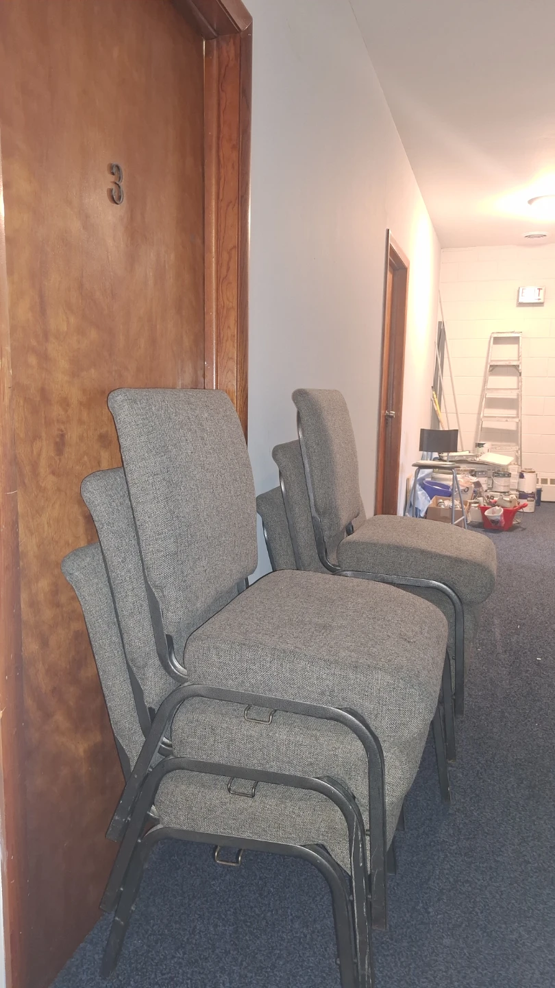 Stackable Gray Fabric Chairs (Set of 7) - photo 2