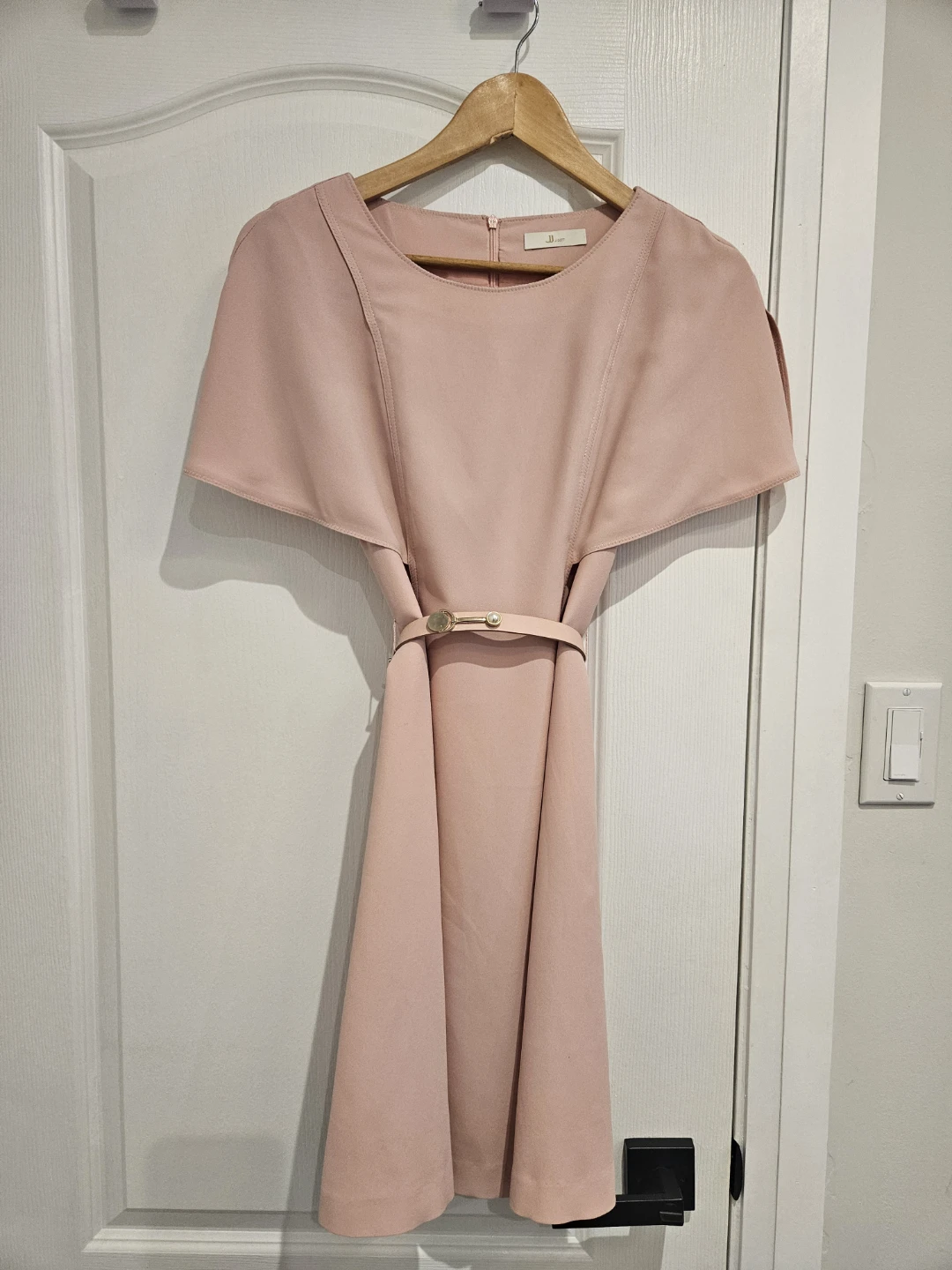 JIGOTT Pink Cap Sleeve Dress with Belt