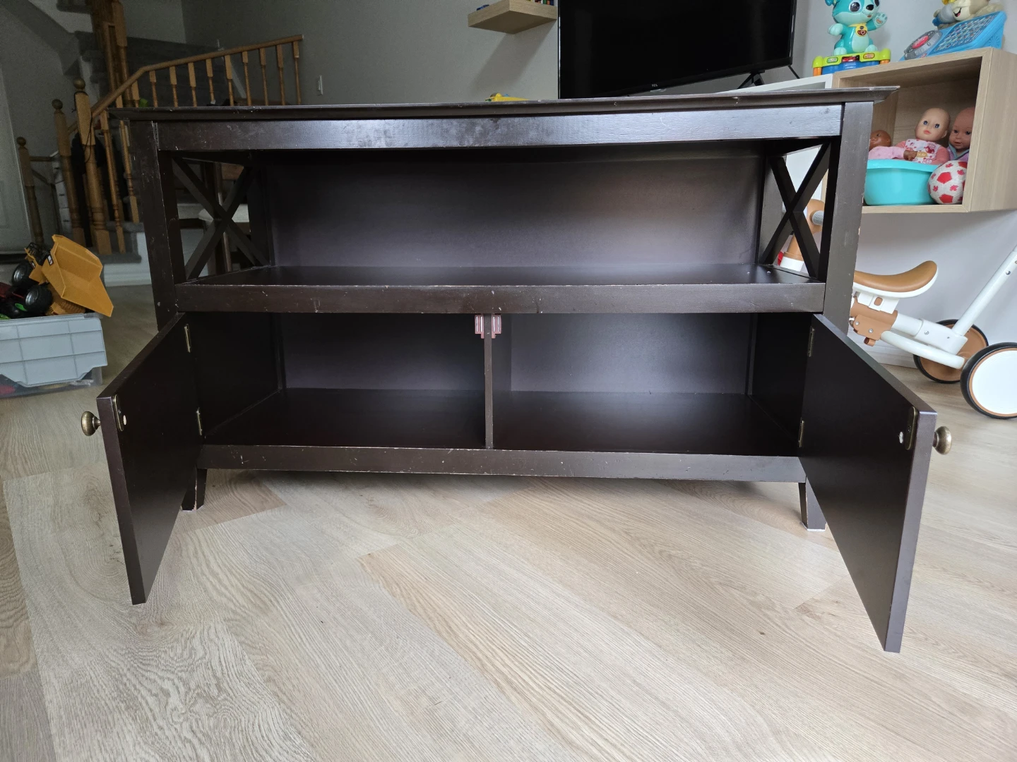 Dark Brown TV Stand with Storage - photo 2