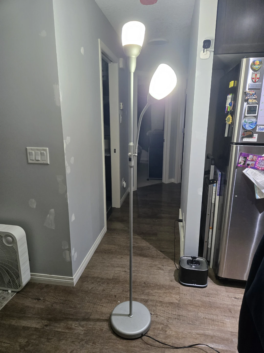 Silver Floor Lamp with Adjustable Reading Light