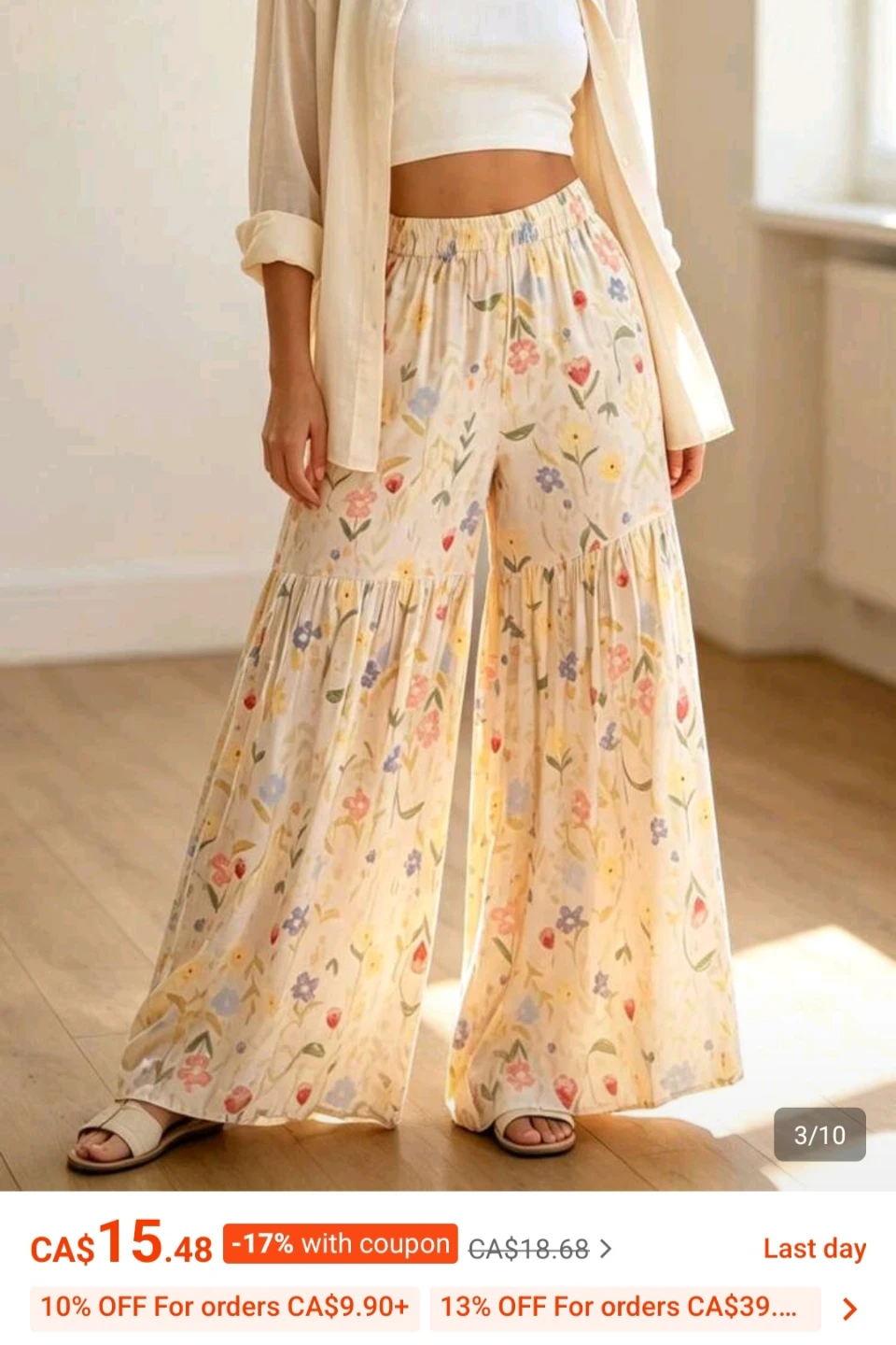 Women's Casual Floral Print Wide-Leg Pants