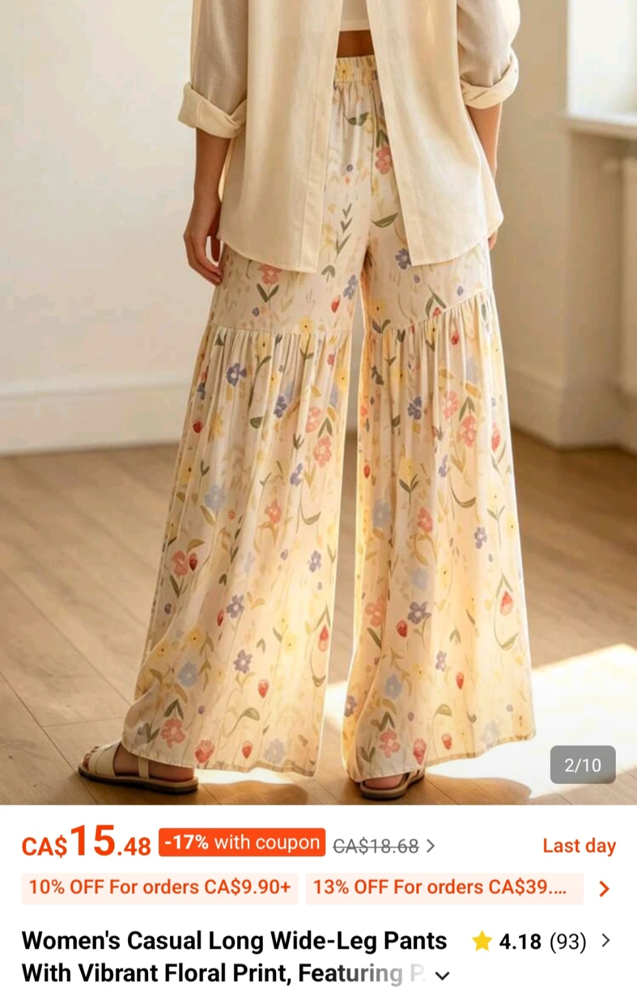 Women's Casual Floral Print Wide-Leg Pants - photo 2