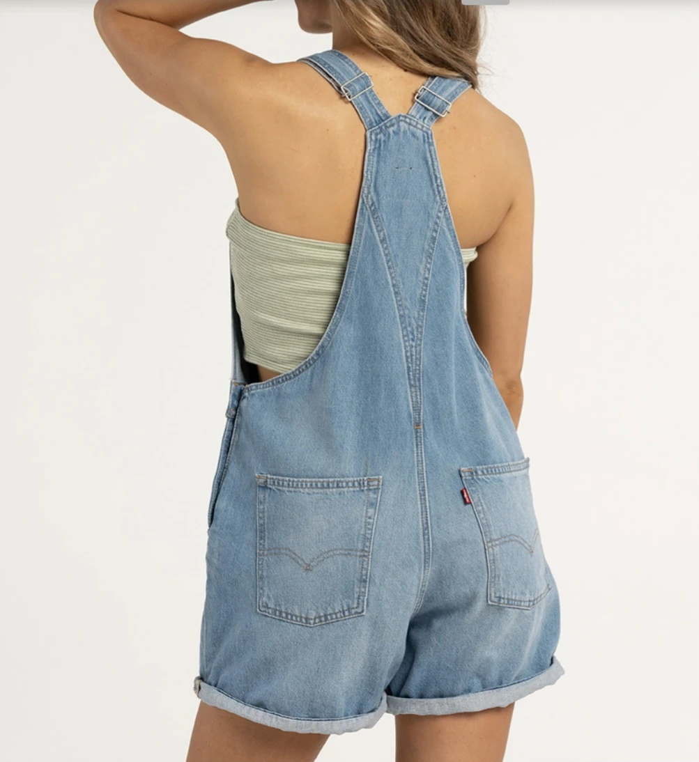 Levi's Denim Short Overalls Size:16W - photo 3