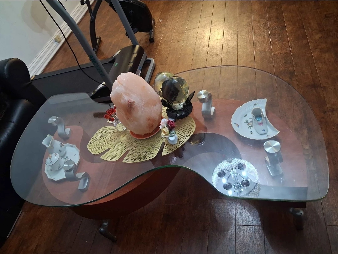 Glass Top Coffee Table with Wood Base - photo 2