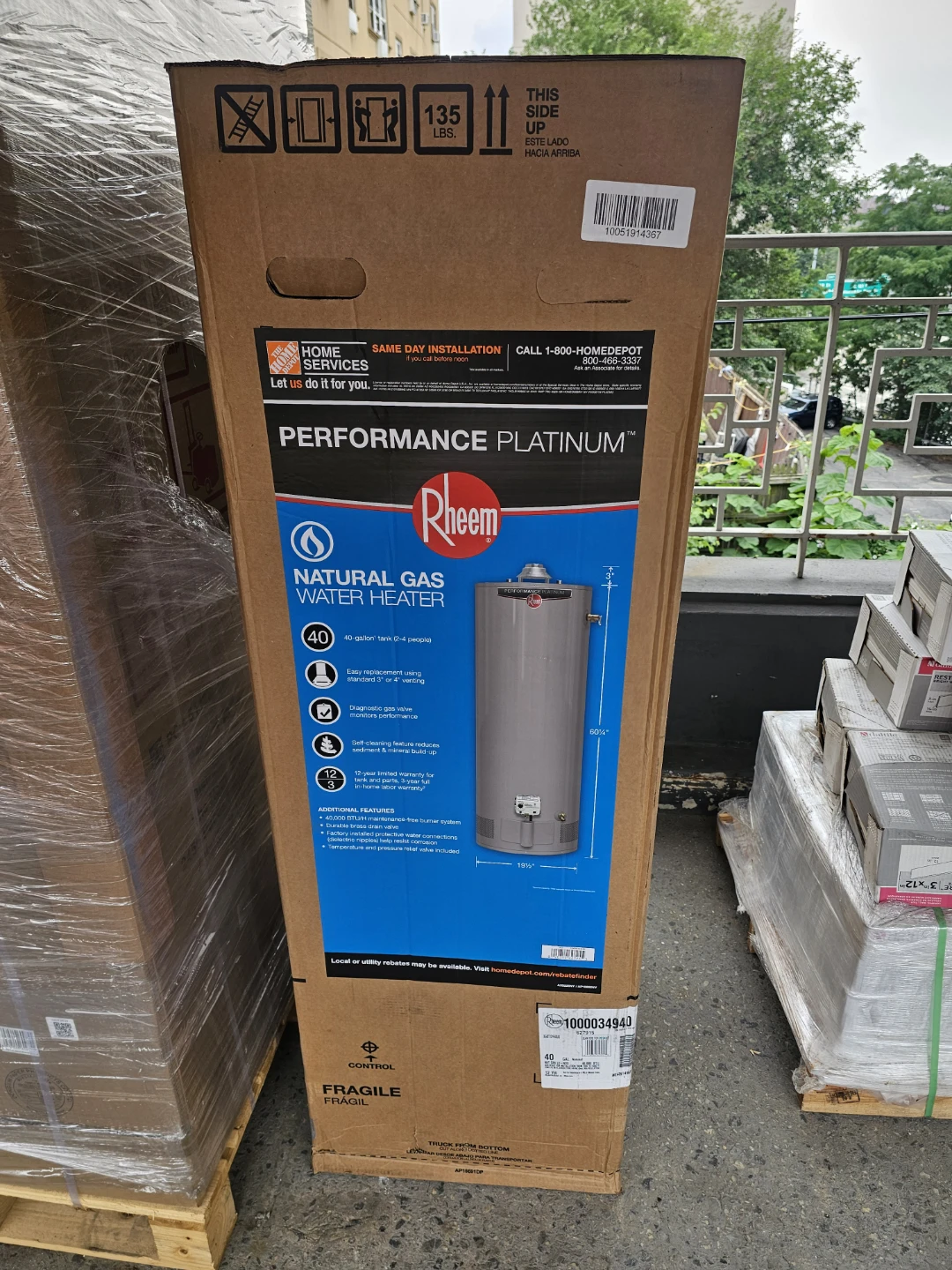 Rheem Performance Platinum 40 Gallon Gas Water Heater