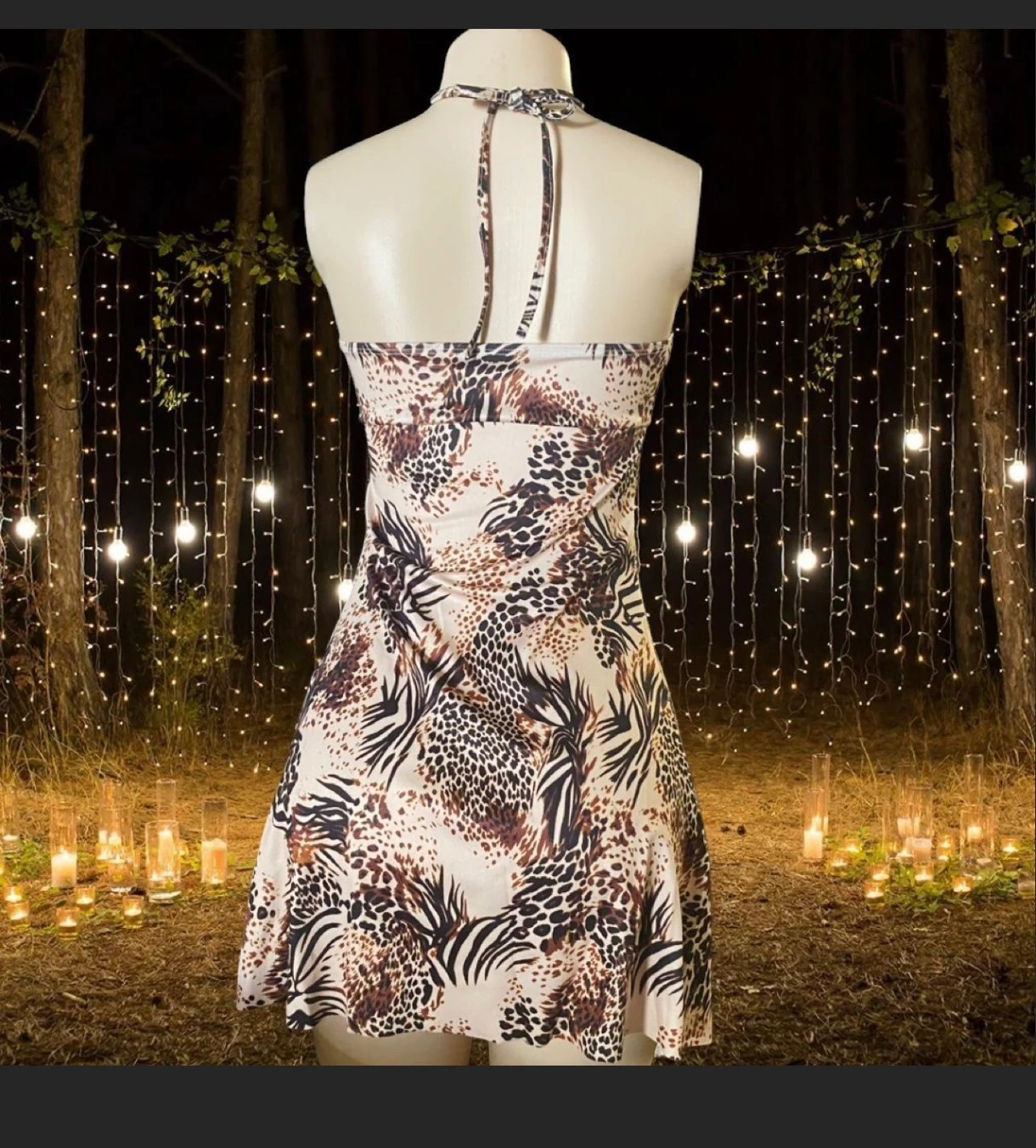 Halter Neck Animal Print Mini Dress - photo 2