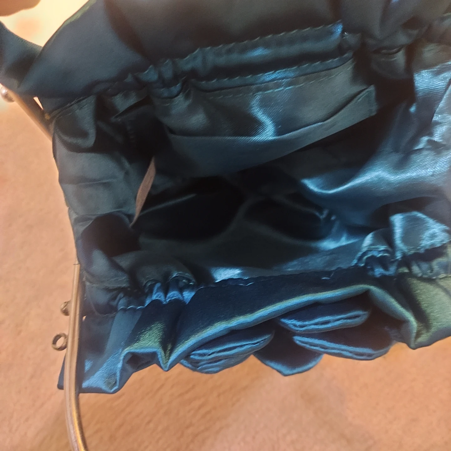Teal Satin Floral Clutch Purse with Rhinestone Accent - photo 2