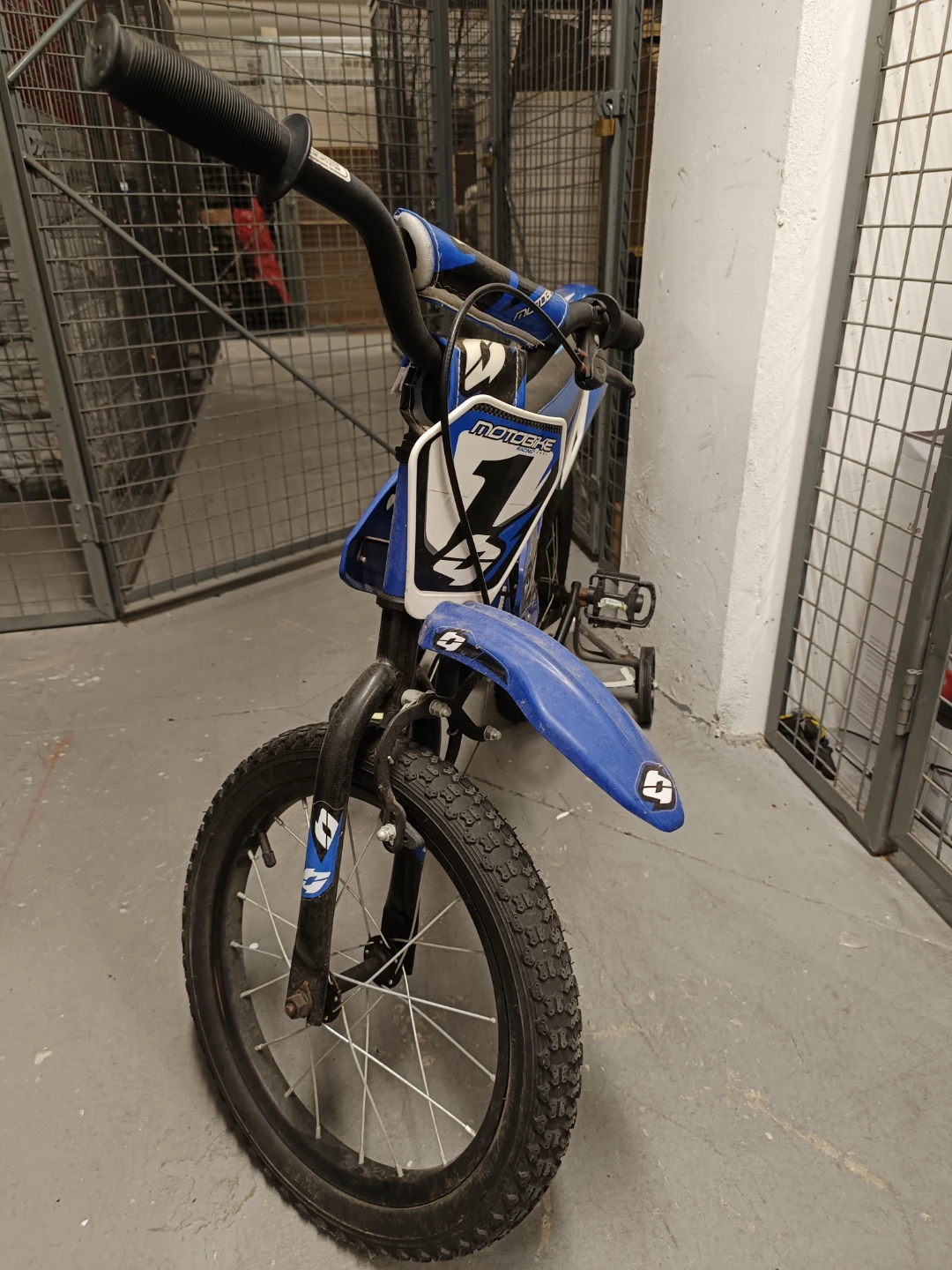 Kids Blue Motobike Bicycle with Training Wheels - photo 4