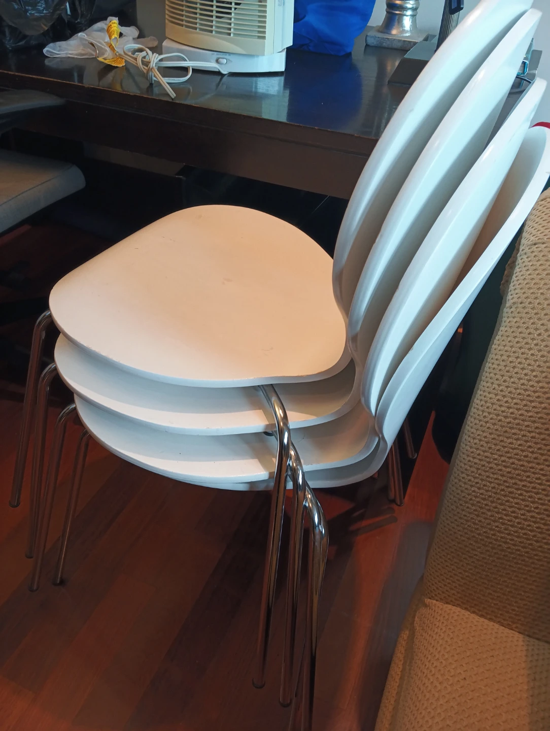 Stackable White Dining Chairs (Set of 4) - photo 2