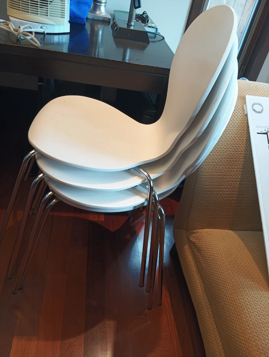 Stackable White Dining Chairs (Set of 4) - photo 3
