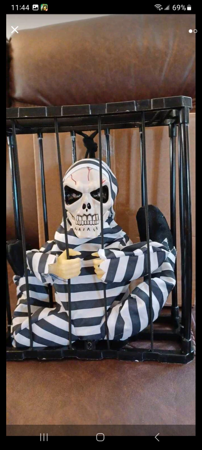 Animated Halloween Prisoner Skeleton Decoration