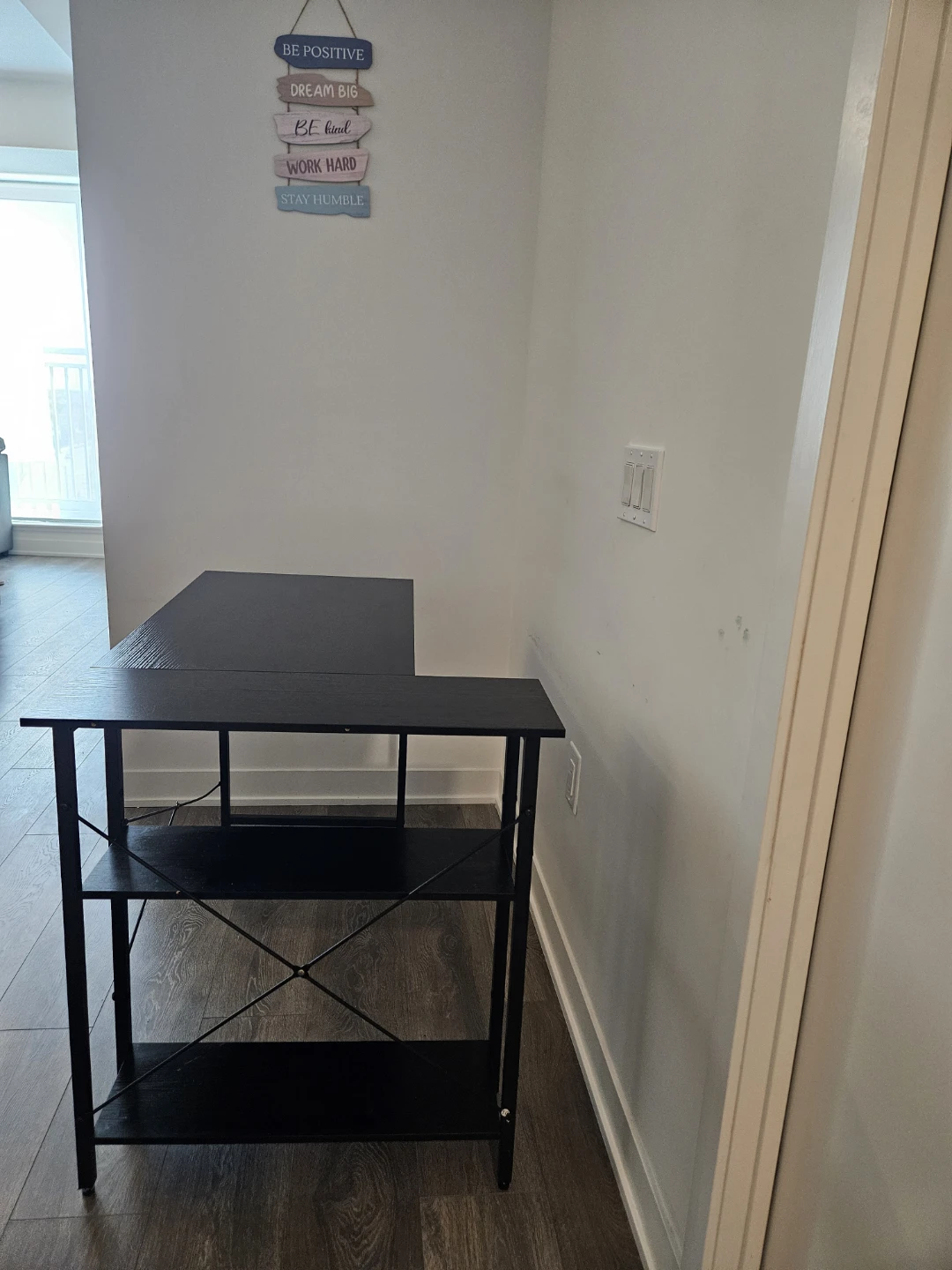 Black L-Shaped Desk with Storage Rack - photo 2