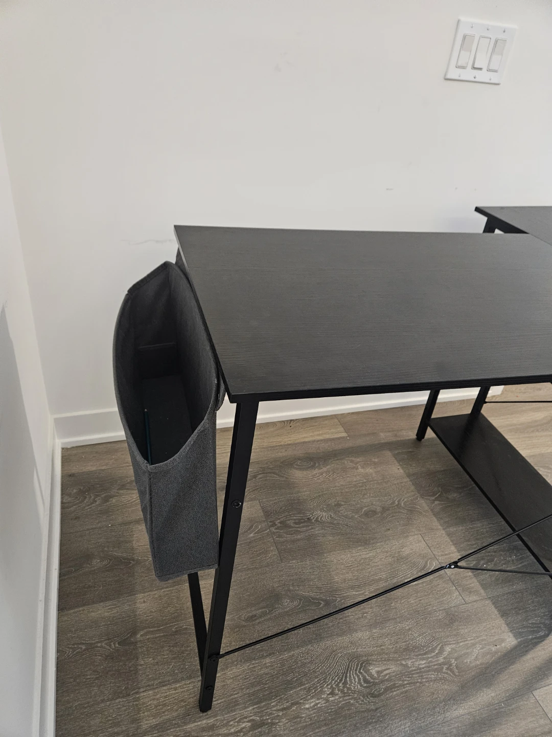 Black L-Shaped Desk with Storage Rack - photo 3