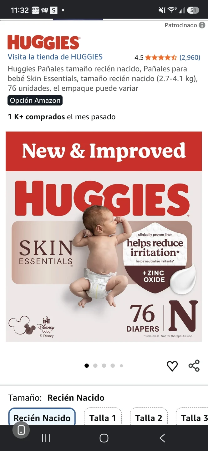 Huggies Skin Essentials Diapers - Newborn Size, 76 Count