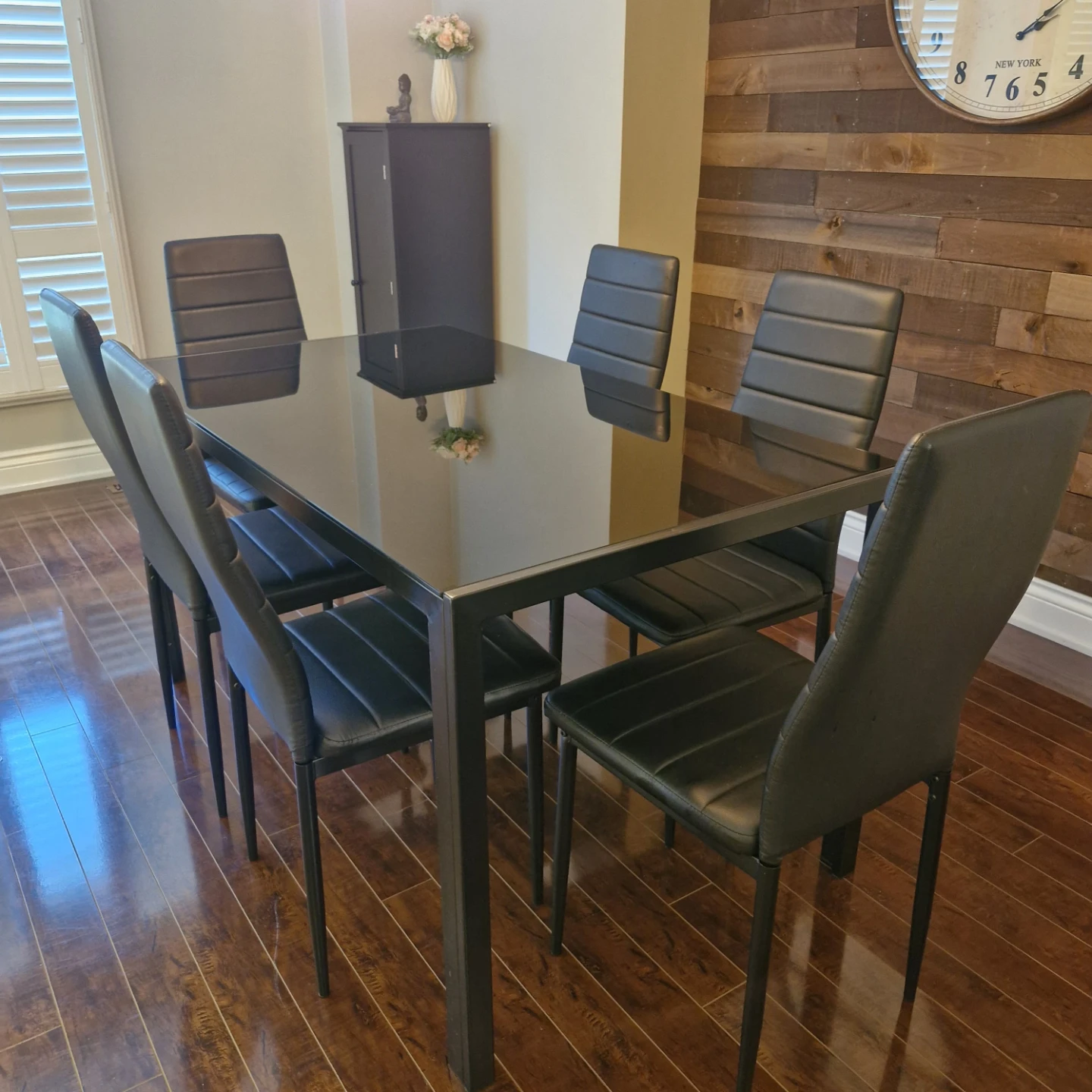 Black Dining Table Set with 6 Chairs