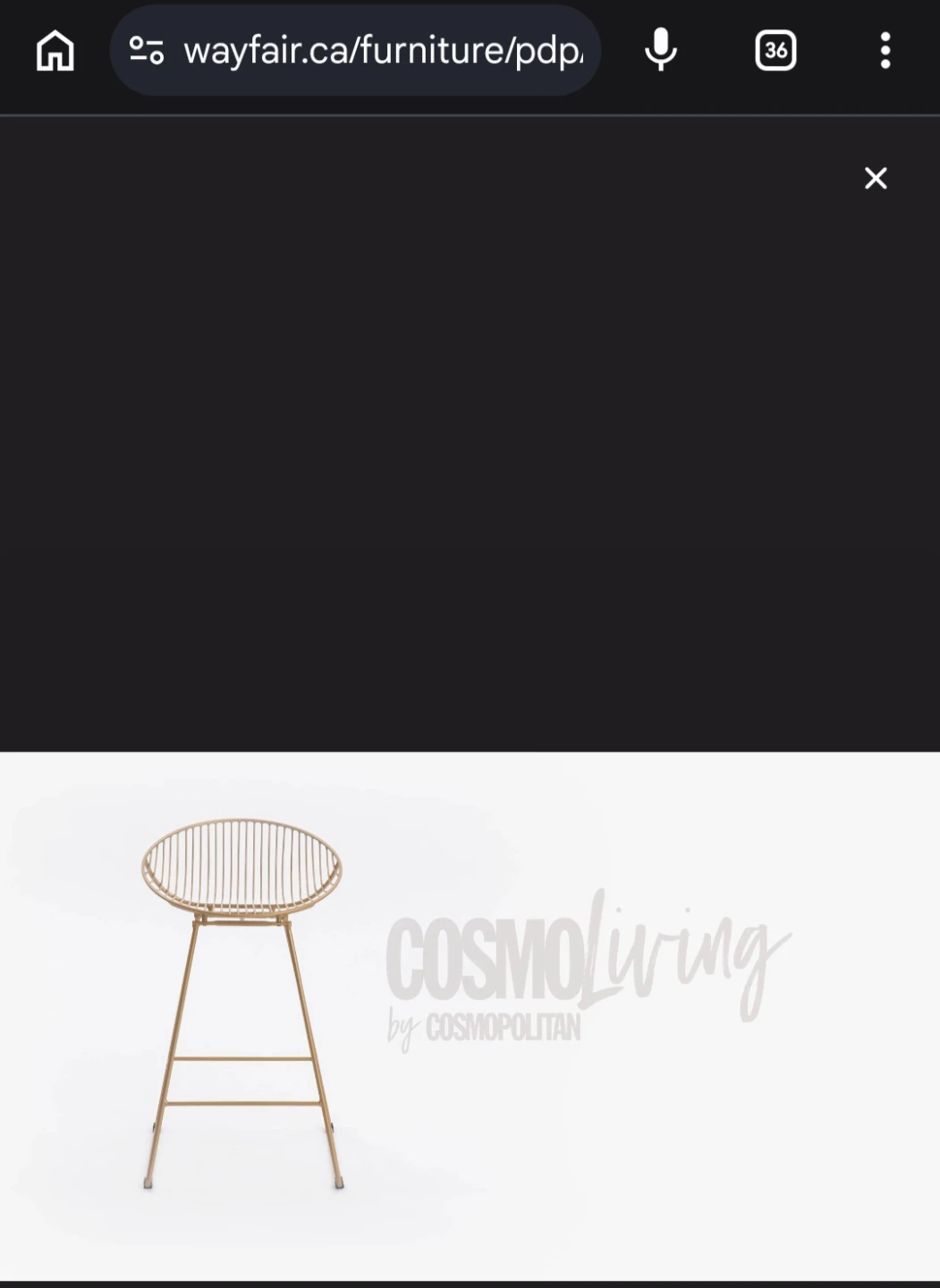 Cosmoliving by Cosmopolitan Bar Stool - Brushed Brass Gold - photo 3