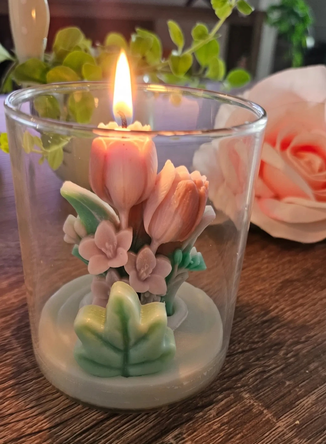 Tulip glass jar candle