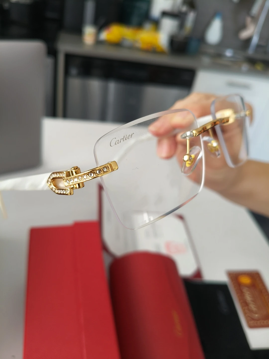 Cartier Rimless Glasses White & Gold - photo 2