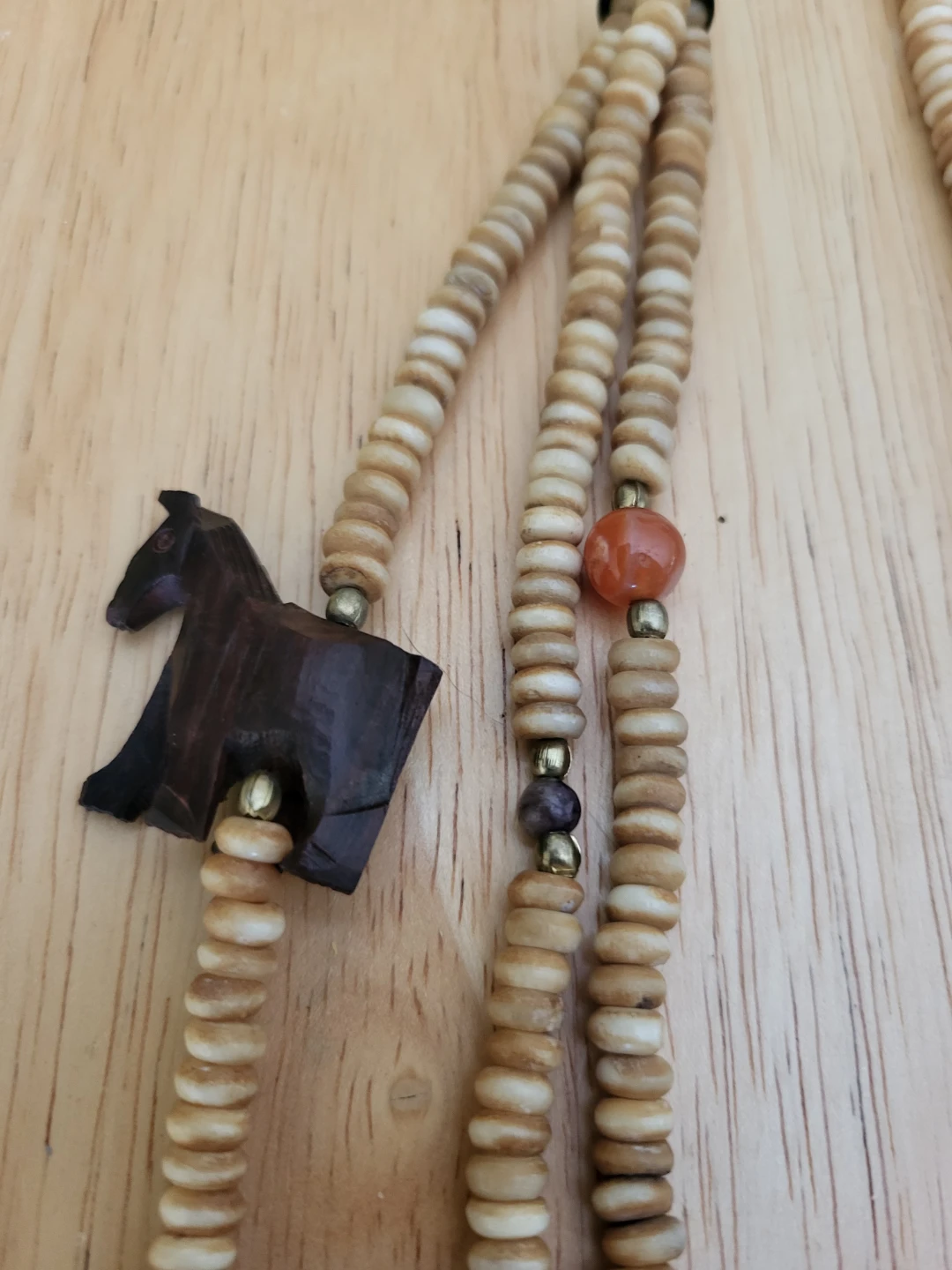 Vintage Beaded Necklace with Carved Animals - photo 2