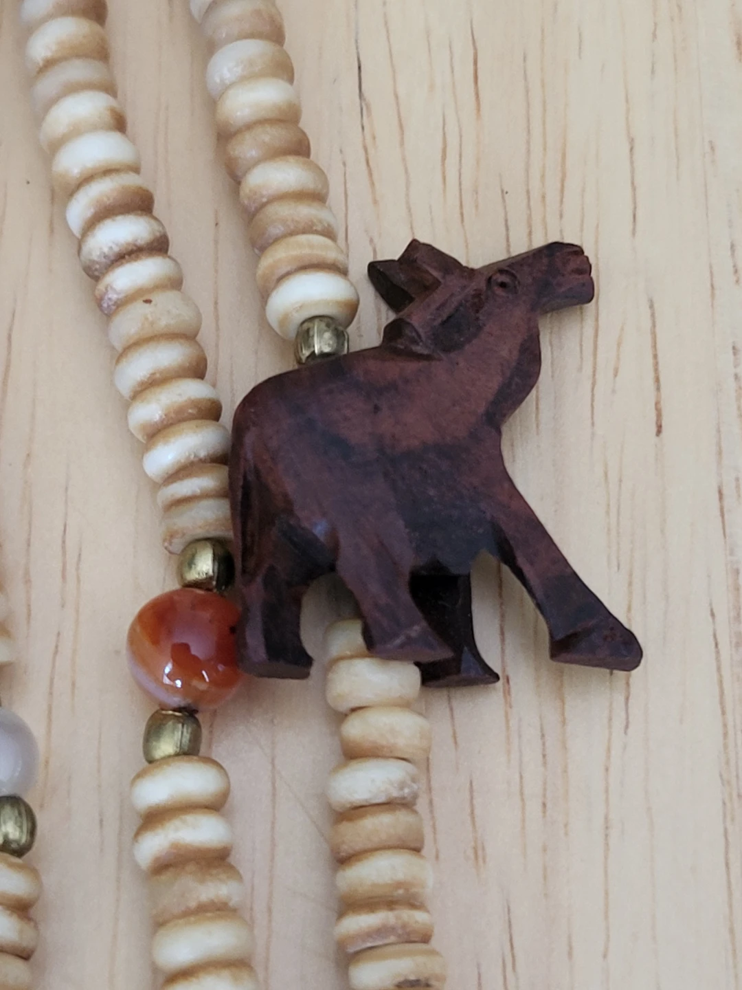 Vintage Beaded Necklace with Carved Animals - photo 3