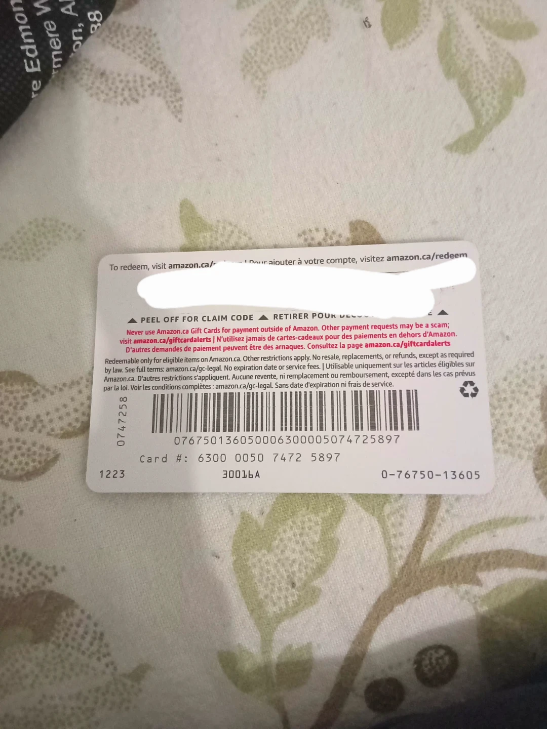 $25 Amazon.ca Gift Card