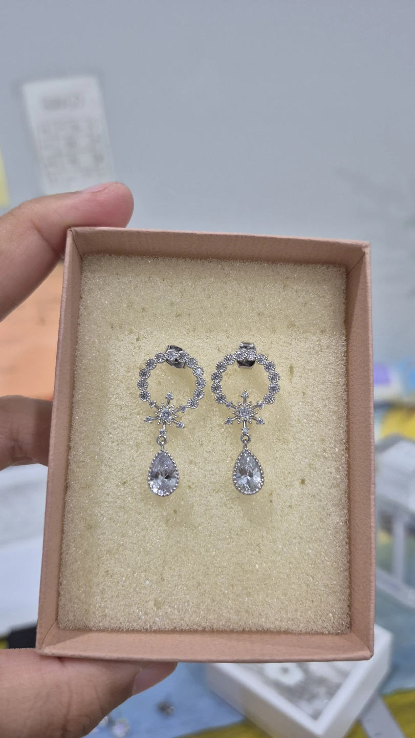 Crystal earrings princess cut shinning pink butterfly zirconia - photo 4