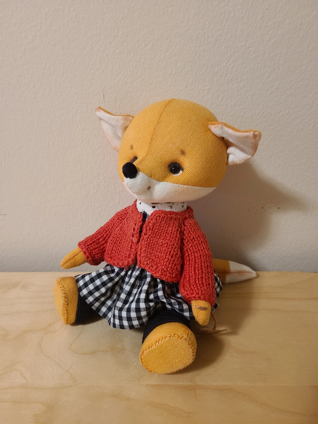 Handmade Fox Plush Toy with Dress and Cardigan - photo 4